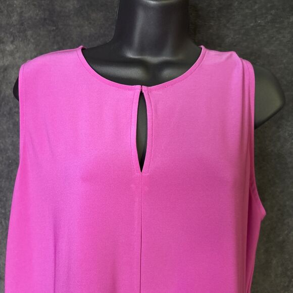 Ralph Lauren Shirt sleeveless top Tunic Pink Hibiscus keyhole neck Plus XL - Picture 5 of 11